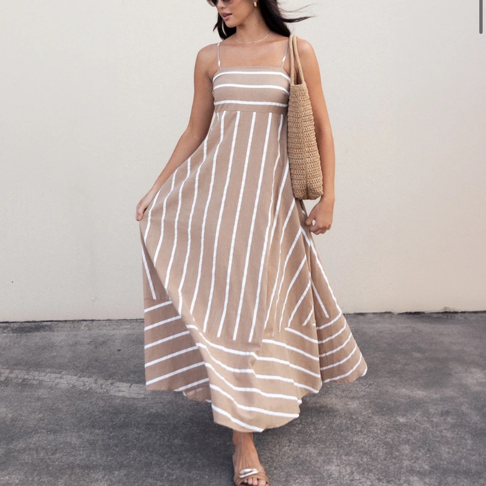 Petal & Pup Tan Asymmetrical High-Low Sundress